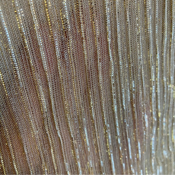 Connected Apparel Metallic Gold and Silver Champagne Tiered Dress - Picture 2 of 7